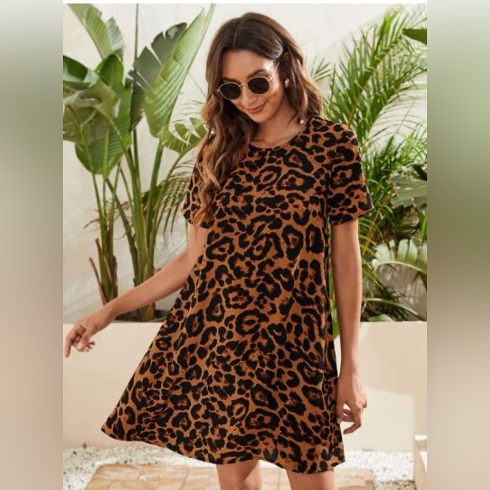 Ophelia Roe Brown Leopard Print Dress